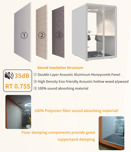 Cabina Insonorizada Modular para Reuniones Ejecutivas, Vidrio Reforzado de 10 mm, Compacta y Creativa, para Sesiones de Generación de Ideas, Edificio de Oficinas, Interior - Product Image 5
