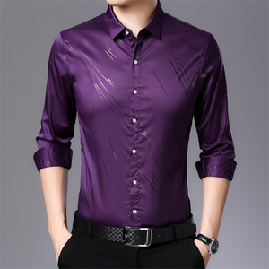 <span class=keywords><strong>2021</strong></span> <span class=keywords><strong>printemps</strong></span> et automne nouvelle ligne d'impression pour hommes décontracté mince chemise à manches longues - Product Image 5