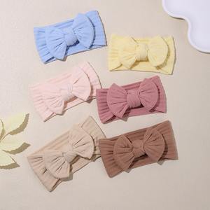 <span class=keywords><strong>Bandeau</strong></span> bébé en nylon doux avec accessoires de cheveux extensibles à double nœud pour nouveau-né enfant en bas âge filles cadeau - Product Image 1