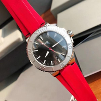 Montre mécanique automatique pour homme Turck, verre saphir, boîtier en acier inoxydable, bracelet en caoutchouc, 43,5 mm, aiguilles, résistante à l'eau