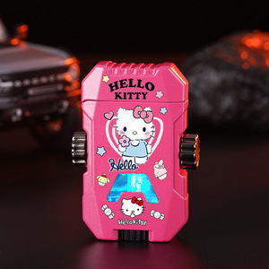 Encendedor de Cigarrillos de Doble Llama con Diseño de Dibujos Animados, Encendedor de <span class=keywords><strong>Gas</strong></span> Metálico Resistente al Viento con Diseño de Hello Kitty y Kuromi - Product Image 5