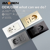 Prise murale intelligente BAOBEN EU - Charge rapide Type C, panneau d'interrupteurs modulaire doré pour la maison/le bureau