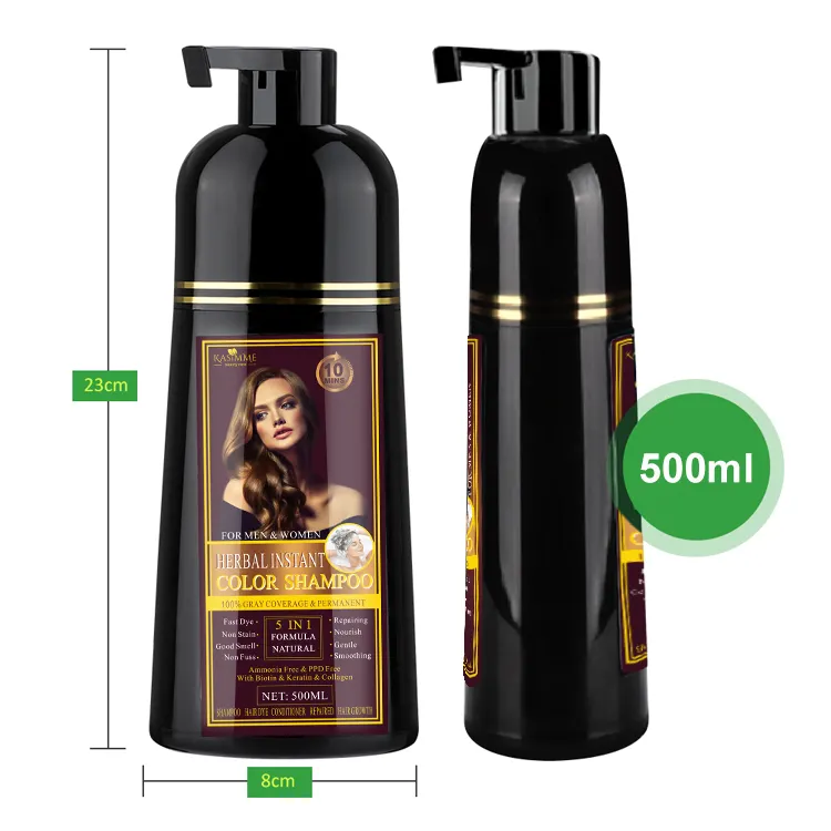 500ml Professional Colorant 5 Minutes Fast Black Hair Color Dye Shampoo