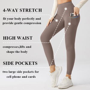 High Waist Tummy Control Breathable Exercise <strong>Leggings</strong> Fitness Buttery Soft Fabric Custom Logo <strong>Leggings</strong> <strong>With</strong> <strong>Pockets</strong> Size XL XXL - Product Image 4