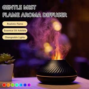 7 LED màu ngọn lửa không khí độ ẩm USB nguồn điện xách tay núi lửa khuếch tán hương thơm trang trí nội thất siêu âm điện quà tặng gia đình - Product Image 2