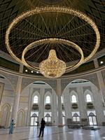 Lustre Candelabre Rond Doré Vintage à 2 Niveaux pour Salle de Banquet, Mosquée, Lustre de Luxe pour Plafond Haut