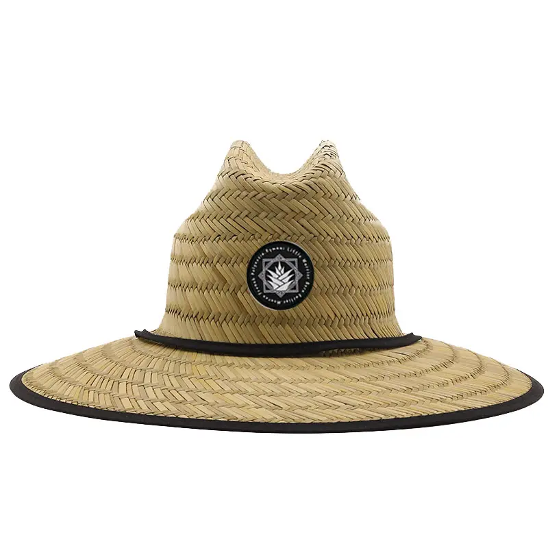 Venta al por mayor caliente de ala ancha Fedora sol salvavidas gorra logotipo personalizado mujer hombre verano Panamá playa sombrero de paja