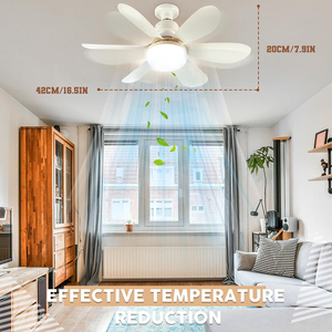 Lámpara <span class=keywords><strong>Ventilador</strong></span> de <span class=keywords><strong>Techo</strong></span> Inteligente de Lujo de 16.5 Pulgadas, Pequeño, Mini, de Perfil Bajo para Sala de Estar, 220v con Luces y Control Remoto - Product Image 3