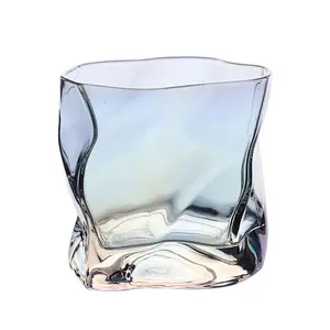 6 Retro light luxury tall glass home ins wind Amber trasparente Twist coffee cup wine juice cup drink cup