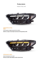 Phare LED modifié DLW avec triple lentille pour Ford Mustang 15-17, ensemble de phares avant de voiture