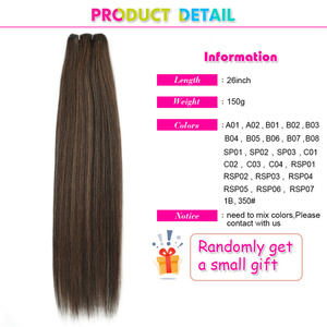 Extensions de cheveux synthétiques non-Remy de 26 pouces, 150g, lisses comme des baguettes, doux, couleur <span class=keywords><strong>blond</strong></span> piano 27-613, pour cheveux bruns naturels, tissage à la machine - Product Image 3