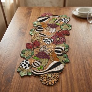 Floral Embroidered <b>Table</b> <b>Runner</b> Rustic Home Decor Washable Traditional Cloth Design - Product Image 1