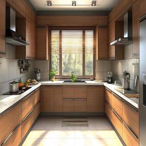 Custom Luxury Kitchen <b>Cabinet</b> Sets Contemporary Styles Solid Wood Carcase Stainless Steel Sink Modern Home Kitchen Service - Product Image 1