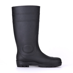 Knee High Black PVC Safety <strong>Wellies</strong> Rain Boots Steel Toe Puncture-proof Oil &amp; Chemical Resistant Non-slip for Construction Mining - Product Image 2