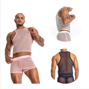 OEM Service <span class=keywords><strong>Mens</strong></span> Mesh See-Through senza maniche uomo canotta T Shirt Fishnet aderente Muscle Custom Tank <span class=keywords><strong>Crop</strong></span> <span class=keywords><strong>Top</strong></span> uomo - Product Image 2