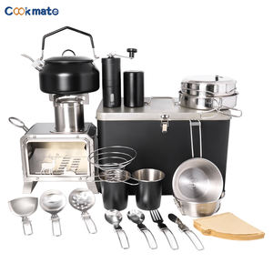 ماكينة صنع القهوة في الهواء الطلق مع غلاية وعاء موكا ، أواني تخييم ، تخييم مع موقد قابل للطي للخارج الكل في صندوق - Product Image 5