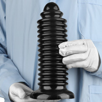 Dildo anal géant en PVC noir pointu de 8 cm, fileté, pour pegging, extra-large, super-épais, unisexe, surdimensionné, fabriqué à Dongguan