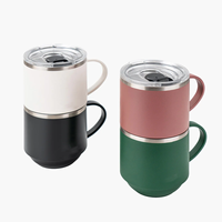 Tasse à café couleur noire avec logo imprimé au laser Tasse de voyage isolée en acier inoxydable 304 330ml