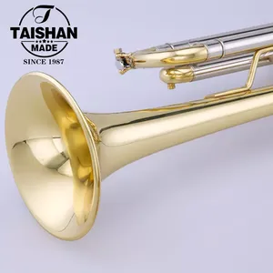 Trompeta profesional con hermoso diseño Trompeta de superficie de laca dorada de cuerpo de latón de alta calidad - Product Image 6