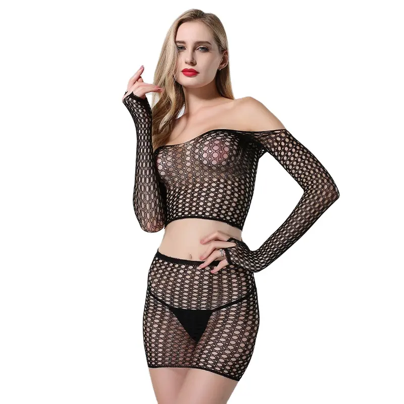 Nouveau costume de passion transparent ajouré érotique femme tease net lingerie sexy uniforme séduction