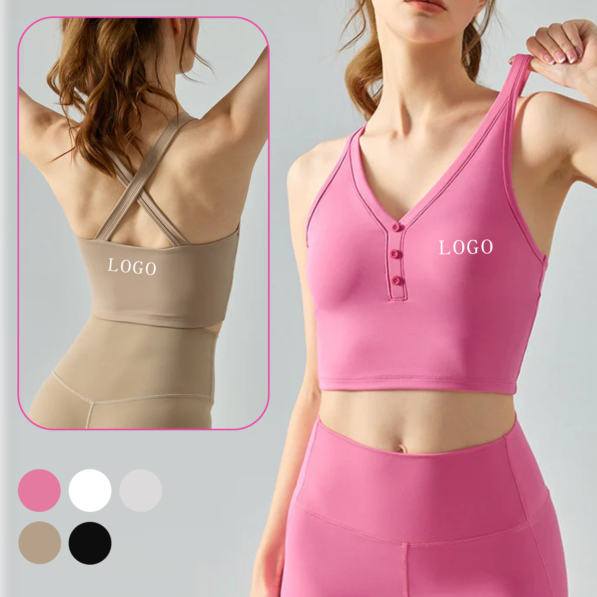 Naked V-neck Breathable Spandex/Nylon Tank Top Sports Vest Underwear for Women's Fitness Outdoor Running Yoga