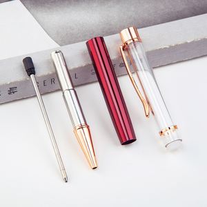 Stylo bille DIY rechargeable en métal vide avec paillettes de sable liquide et feuilles d'or, personnalisable avec logos imprimés, idéal pour cadeau d'enfant - Product Image 4