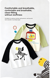 เสื้อชั้นใน/เสื้อคลุมเด็กชายและเด็กหญิง ผ้าฝ้ายเกรด A เสื้อยืดแขนยาวสำหรับเด็กทารก ฤดูใบไม้ผลิ/ฤดูใบไม้ร่วง เสื้อสเวตเชิ้ตเด็กชายและเด็กหญิง - Product Image 3