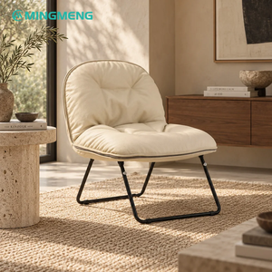 Commercial Soft Upholstered Accent <b>Chair</b> PU Leather Relax <b>Chair</b> With Metal Sled Base For Hospitality Project - Product Image 3