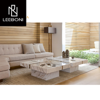 Mesa de centro cuadrada de sala de estar de lujo moderna de diseño italiano Mesa de centro de mármol rectangular blanca