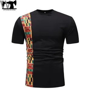 Wit Zwart Mannen Patchwork Ankara Afrikaanse Dashiki T-Shirt Heren Mode Print Korte Mouw T-Shirt Afrikaanse Stijl Voor Zomer