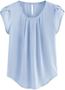 新しい夏の女性ブラウスルーズOネックシフォンシャツ女性半袖ブラウス特大シャツレディーストップスとブラウストップ - Product Image 2