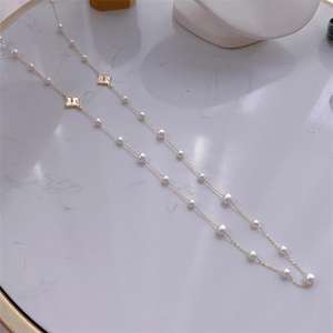 Collier extensible en perles de style polyvalent et exquis Zhizhen, avec pendentif trèfle et ciel étoilé en perles d'eau douce, tendance et perlé - Product Image 5