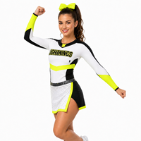 Ensemble haut et jupe de cheerleading personnalisé avec logo en strass, manches longues, pour femmes et filles, pour les équipes de compétition
