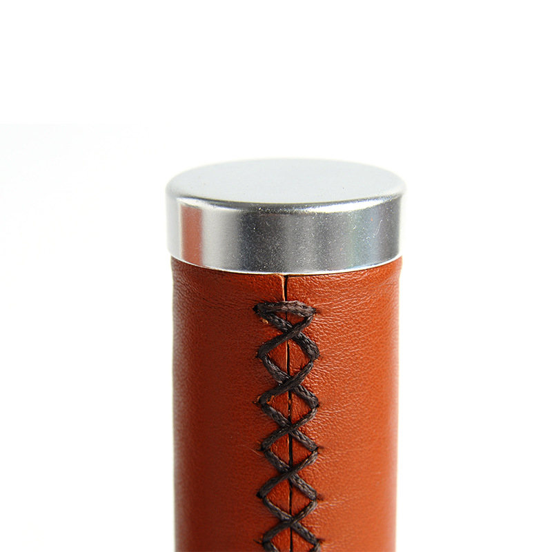 Maxford MAX-191D Retro Cowhide Bicycle Handlebar Grips - Lock-On Vintage Alloy Grip