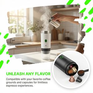 Cafetera Automática Semiautomática de Acero Inoxidable, Cafetera de Viaje a Batería con Bomba de Calentamiento Inalámbrica para Cápsulas - Product Image 4