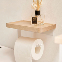 Tempat Tisu Toilet Modern dari Baja Anti Karat Berlapis Bubuk, Tempat Tisu Toilet Dinding dari Bambu untuk Kamar Mandi