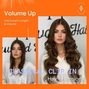 Extensiones de Cabello Remy con Clip, Color <span class=keywords><strong>Castaño</strong></span>, Invisibles, Lisas, 1B, Cabeza Completa, 18 Pulgadas, 7 Piezas, 120g - Product Image 6