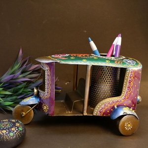 Iron Auto Pen Stand Holder, Handcrafted <b>Car</b> Shaped Desk Organizer, Decorative Office <b>Table</b> Pen Holder & Gift Item - Product Image 4