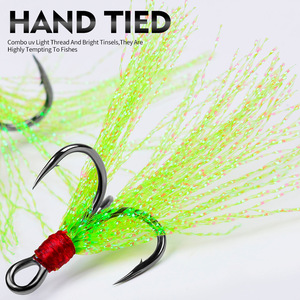 WEI 2 #4 #6 #8 #10 # Ftk Acero de alto carbono Super <span class=keywords><strong>Fluke</strong></span> Pesca Anzuelos triples con cuero a granel - Product Image 6