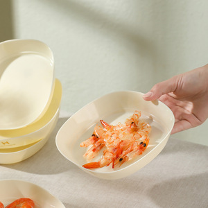High Value Bone China Dish Oval Beige Solid Color Fruit And Cooked Food Plate For Party And Daily Use - Product Image 3