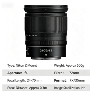 Lente de Cámara sin Espejo de Fotograma Completo de 24-70 mm <span class=keywords><strong>F4</strong></span>, Lente con Zoom de Apertura Constante para <span class=keywords><strong>Nikon</strong></span> Serie Z Z6 Z7 Z5 Z30 - Product Image 2
