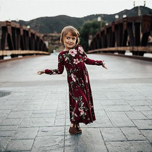 <strong>Matching</strong> <strong>Outfits</strong> Floral Printed Long Sleeve Maxi Dress for Mother <strong>and</strong> <strong>Daughter</strong> Causal Dresses - Product Image 4