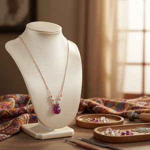 Teardrop <b>Ruby</b> Quartz Stone Charm Pendant <b>Necklace</b> Turkish Handmade Wholesale 925 Sterling Silver Jewelry - Product Image 3