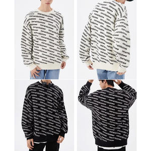 Pulls pour hommes avec LOGO personnalisé pull-over lettre haut en tricot jacquard manches longues col rond hiver pull en coton pour hommes - Product Image 2