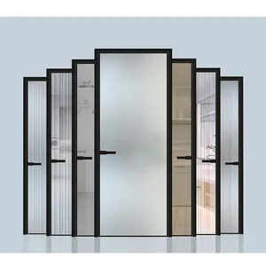 Alucasa Nội Thất Frosted Glass Phòng Tắm Cửa Chống Thấm Nước Nhôm Nhà Vệ Sinh Casement Đu Cửa Ra Vào