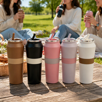 Gourde isotherme en acier inoxydable 500ml/750ml à large ouverture avec impression en caoutchouc, compatible lave-vaisselle, pour Yerba Mate Argentine