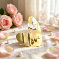 Décorations de gâteau en acrylique effet miroir « Joyeux Anniversaire » en gros, toppers de cupcakes en forme de cœur or et argent pour la décoration d'événements festifs