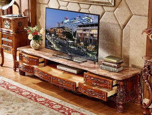 קלאסי עיצוב עתיק סלון ריהוט טלוויזיה עומד עץ מלא עם מגולף שולחן טלוויזיה שיש אירופה אירופה - Product Image 2