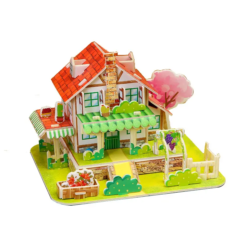 Papier 3d Puzzel Nieuwjaarsdag Cadeau Kinderkleuterschool Handgemaakt Huis Model Voor Jonge Kinderen Onderwijs Puzzel Speelgoed 6-jarige