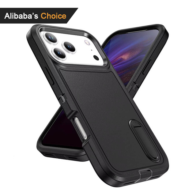 3-in-1 Kickstand Phone Case for iPhone 17 17 Air 17 Pro Max 16 15 14 13 Hard PC Back Cover with Drop Protection